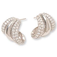 Bright Halo Lab Grown Diamonds 2.5ctw 3-Row Pavé Hoop Earrings