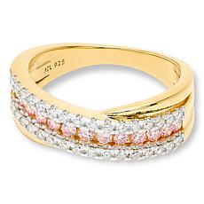 Bright Halo Lab Grown Diamonds .62ctw Pink and White Highway Band Ring