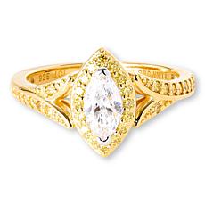 Bright Halo Lab Grown Diamonds .77ctw Gold-Plated Marquise Ring