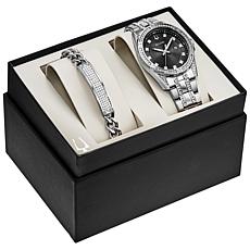 Bulova Stainless Steel Men's Crystal Watch and Bracelet Gift Set