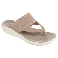 BZees Canvas Bright Thong Wedge Sandal