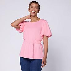 C Wonder Balloon Sleeve Peplum Top