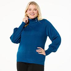 C Wonder by Christian Siriano Button Collar Turtleneck Sweater
