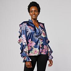 C Wonder by Christian Siriano Chiffon Drama Ruffle Blouse