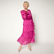 C Wonder by Christian Siriano Chiffon Faux Wrap Flounce Dress
