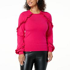 C Wonder by Christian Siriano Long Sleeve Ruffle Pullover
