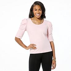 C Wonder by Christian Siriano Scoop Neck Puff-Sleeve Top