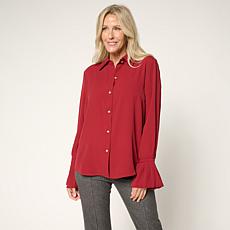 C Wonder Crepe Button-Up Blouse