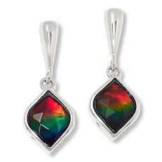 Canadian Ammolite Gems Marquise-Shape Ammolite Dangle Drop Earrings