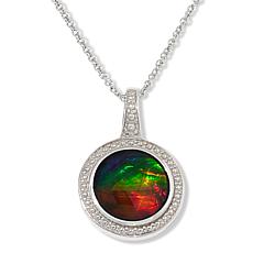 Canadian Ammolite Gems Round Ammolite Pendant with Chain