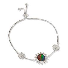 Canadian Ammolite Gems Round Ammolite Sunflower  Bolo Bracelet