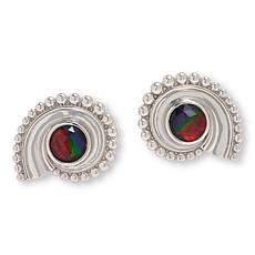Canadian Ammolite Gems Sterling Silver Ammolite Triplet Swirl Earrings
