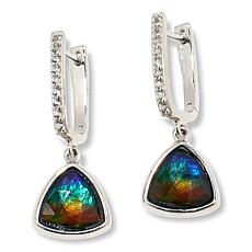 Canadian Ammolite Gems Trilliant-Cut Ammolite and White Topaz Earrings