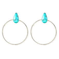 Chaco Canyon Blue Campitos Turquoise Hoop Earrings