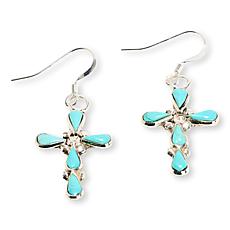 Chaco Canyon Blue Turquoise Cross-Design Dangle Earrings