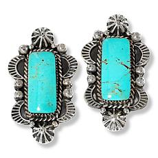 Chaco Canyon Campitos Turquoise Rectangular Stone Stud Earrings