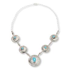 Chaco Canyon Campitos Turquoise Round Stone Concho Necklace