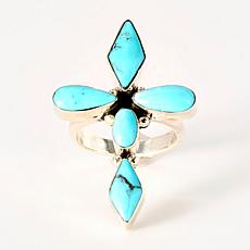 Chaco Canyon Kingman Turquoise Sterling Silver Cross Ring