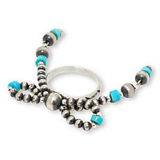 Chaco Canyon "Navajo Pearls" and Turquoise Bead Bow Ring