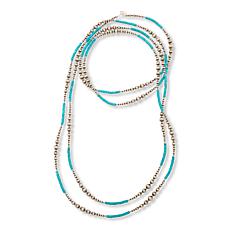 Chaco Canyon Sleeping Beauty Turquoise and Silver Bead 100" Necklace