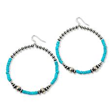 Chaco Canyon Sleeping Beauty Turquoise Large Beaded Hoop Earrings