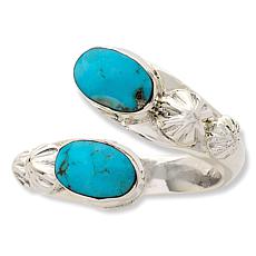 Chaco Canyon Sterling Silver Campitos Turquoise Oval Stone Bypass Ring