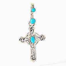 Chaco Canyon Sterling Silver Campitos Turquoise Stylized Cross Charm