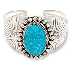 Chaco Canyon Sterling Silver Kingman Turquoise Round Stone Shell Cuff