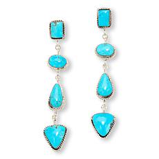 Chaco Canyon Sterling Silver Turquoise Mixed Shape Drop Earrings