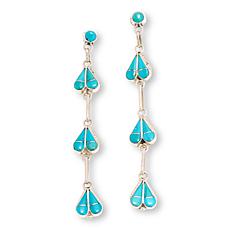 Chaco Canyon Zuni Campitos Turquoise Dangle Heart Earrings