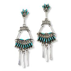 Chaco Canyon Zuni Kingman Turquoise Sterling Silver Dangle Earrings