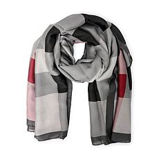 Checkered & Trimmed Faux Silk Scarf by Youzey