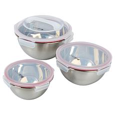 BergHOFF Geminis 8-Piece Stainless Steel Mixing Bowl Set with Lids