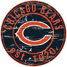 Chicago Bears Round Distressed Sign
