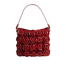 Clever Carriage Handcrafted Leather Rose Bouquet Hobo Bag