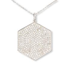 Colleen Lopez 1.46ctw Pavé White Diamond Hexagon Pendant with Chain 