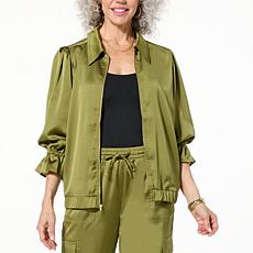 Colleen Lopez Balloon Sleeve Zip Front Jacket