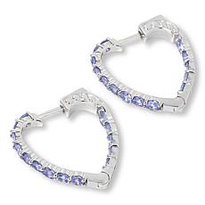 Colleen Lopez Exotic Gemstone Heart-Shaped Hoop Earrings