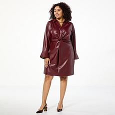 Colleen Lopez Faux Leather Twist-Front Dress