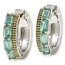 Colleen Lopez Gem and Colored Diamond Hugger Hoop Earrings