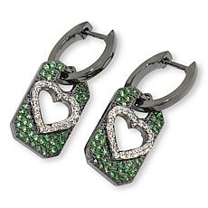Colleen Lopez Gemstone and White Zircon Heart Tag Drop Earrings
