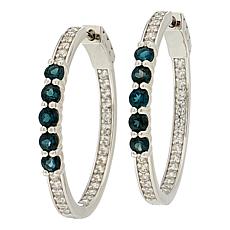 Colleen Lopez Gemstone and White Zircon Sterling Silver Hoop Earrings