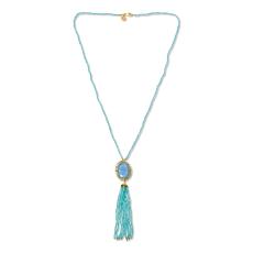 Colleen Lopez Gemstone Bead Tassel Drop 28" Necklace