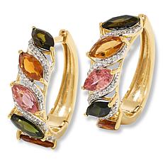 Colleen Lopez Multicolor Tourmaline and Zircon Hoop Earrings