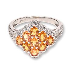 Colleen Lopez Orange Sapphire and White Zircon Cluster Ring