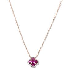 Colleen Lopez Rose Gold-Plated Garnet & Zircon Clover 18" Necklace