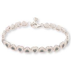 Colleen Lopez Sterling Silver Blue & White Diamond Heart Bracelet