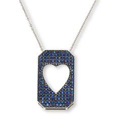 Colleen Lopez Sterling Silver Gemstone Heart Tag Pendant with Chain