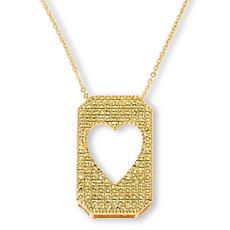 Colleen Lopez Sterling Silver Gemstone Heart Tag Pendant with Chain