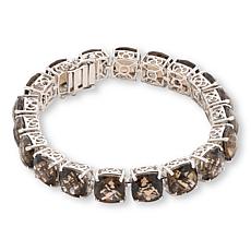Colleen Lopez Sterling Silver Smoky Quartz Cushion Stone Line Bracelet